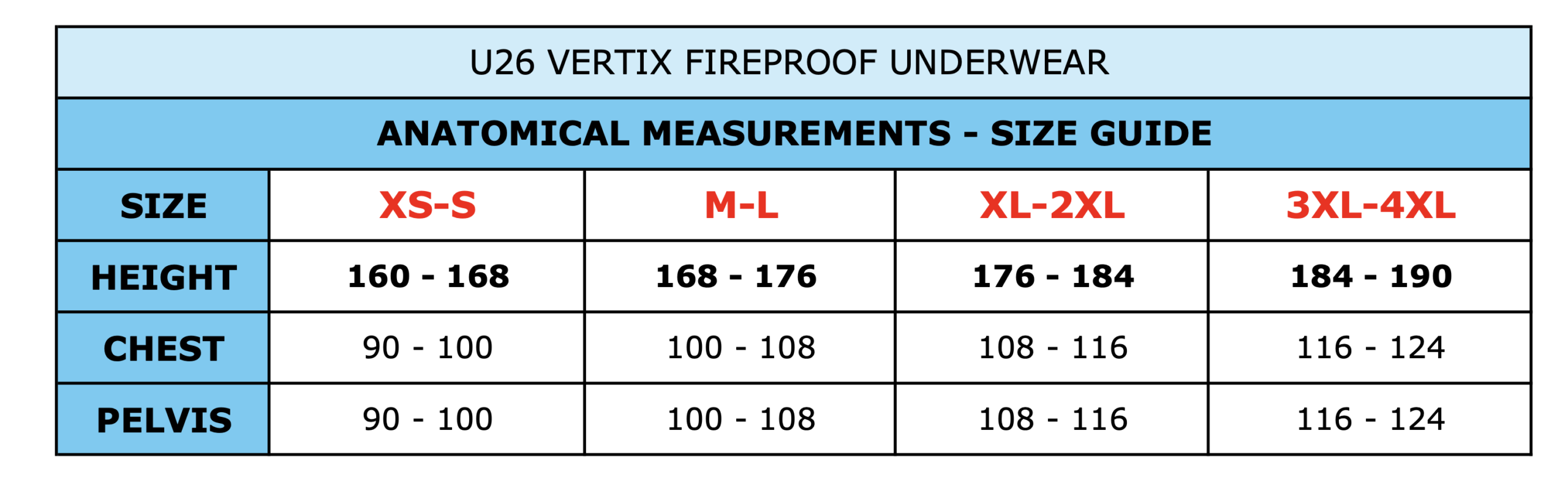 Freem måleskema undertøj